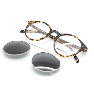 Montura clásica para gafas Anglo American 406 de acetato carey y amarillo, con o sin clip para el sol a juego, AA 406 TOSH (B37)