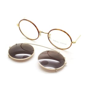 HILTON CLASSIC Glasses Vintage 14kt Rolled Gold Spectacles With Blonde Rims 49mm Eyesize Now With Matching Sun Clip B136