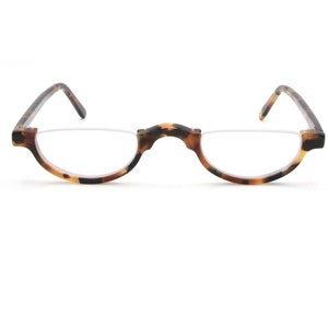 Okulary Schnuchel Hand Made 313 Okulary półksiężycowe z efektem skorupy żółwia, octan 44 mm, rozmiar oczu B810