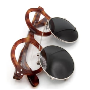 Anglo American 180E Thick Rimmed Round Glasses In Light Tortoiseshell Effect Acetate Available With Matching Sun Clip AA 180E DBYE (B16)