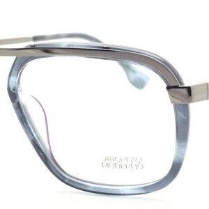 Archivio Moderno 7006 03 Large Eye Square Style Glasses In Grey Blue with Gunmetal Brow Bar 56mm Eye Size B406 image 7