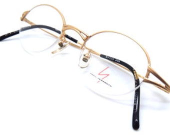 Wonderful YAMAMOTO 7105 Gold Finish Oval Half Rim Designer Eyewear