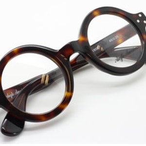 Anglo American 180E Thick Rimmed Round Glasses in Dark Amber Acetate ...