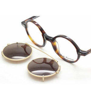NOW With Matching Sun Clip! Anglo American Eyewear 400 TO Classic Round Dark Tortoiseshell Colour Acetate Glasses B29