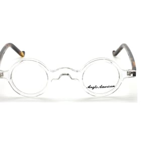 Anglo American Groucho True Round Small Lens Glasses In A Clear Front Frame with Amber Havana Arms AA Groucho CC/AH (B10)