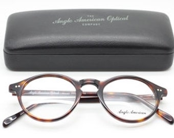 Sought-After Panto Shaped Anglo American 406 Glasses Frames In Tortoiseshell Acetate Finish AA 406 TO (B36)