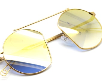 Unique AGROPOLI Sunglasses Original Vintage Round Style Eyewear In A Gold Finish 46mm