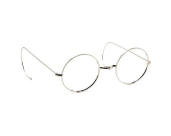 Vintage Style True Round Silver Finish Eyewear By Beuren Model 1700 With Saddle Bridge And Curlsides (straight arms optional) B49A-F