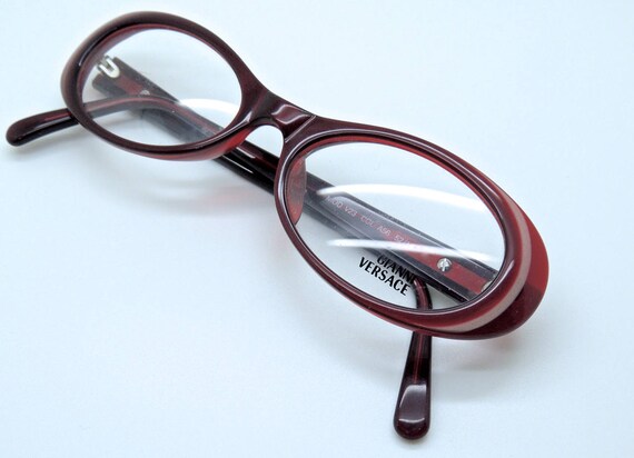 versace red frame glasses