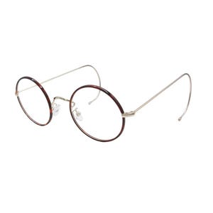 Round Cambridge Prescription Glasses By Beuren With Chestnut Rims And Either Curlsides Or Straight Arms 44mm Lens Size B458