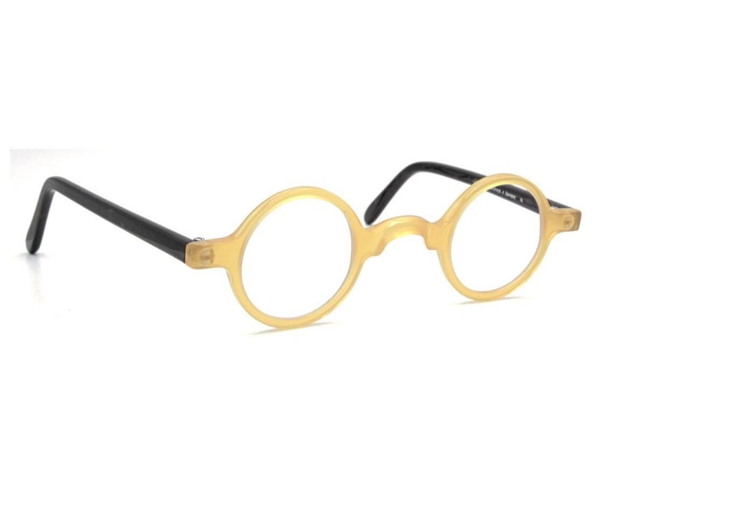 Handmade Spectacles Handmade Eyewear by Schnuchel 109 Yellow & Black True Round Spectacles ...