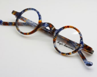 Anglo American Groucho True Round Small Lens Glasses In Multi Colour Shell Available With Sun Clip AA Groucho ABSH (B13)