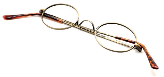 NHS Style Small Antique Gold Oval 1720 'Warwick Bridge' Glasses by Beuren with Straight Arms Or Curlsides Lens Sizes 40-46mm View 6