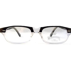 Winchester Mesa Glasses Two Tone In Black and Clear Acrylic Retro Italian Eyewear - NEW & Unworn