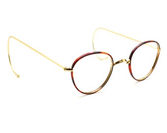 Panto NHS Style Spectacles By Beuren With Saddle Bridge And Chestnut Rims 42mm With Straight OR Curlside Arms
