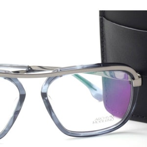 Archivio Moderno 7006 03 Large Eye Square Style Glasses In Grey Blue with Gunmetal Brow Bar 56mm Eye Size B406 image 2