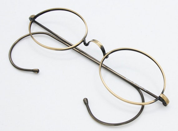 NHS Style Small Antique Gold Oval 1720 'Warwick Bridge' Glasses by Beuren with Straight Arms Or Curlsides Lens Sizes 40-46mm View 3