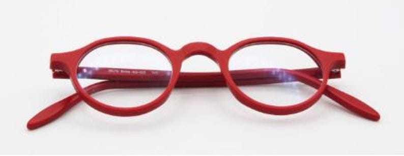 Red Spectacles Small Size Small Panto Shaped Eyglasses Handmade by Schnuchel Model 3575 Acetate ...