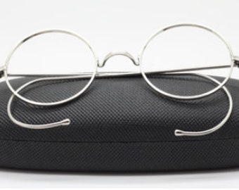 Vintage Stil Echte Runde Silber Finish Brille Von Beuren Modell 1700 Mit Sattel Brücke Und Curlsides (gerade Bügel optional) B49A-F
