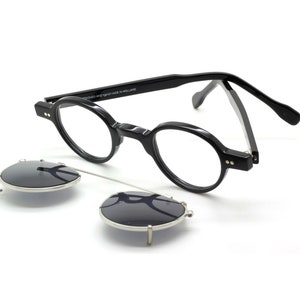 Frame Holland 704 Hand Made Preciosa Small Round Style Black Acetate Glasses Available With Matching Sun Clip (B95)