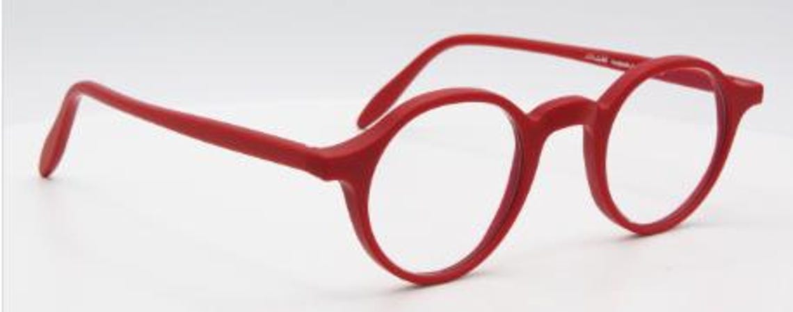 Red Spectacles Small Size Small Panto Shaped Eyglasses Handmade by Schnuchel Model 3575 Acetate ...