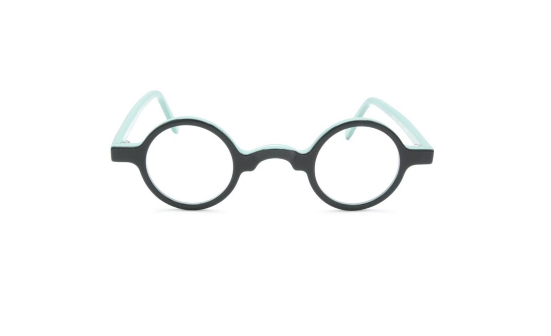 Handmade Spectacles Two Tone Handmade Eyewear Schnuchel 109 Teal True Round Spectacles 34mm ...
