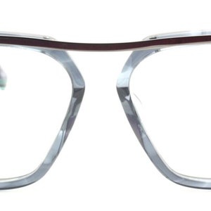 Archivio Moderno 7006 03 Large Eye Square Style Glasses In Grey Blue with Gunmetal Brow Bar 56mm Eye Size B406 image 3