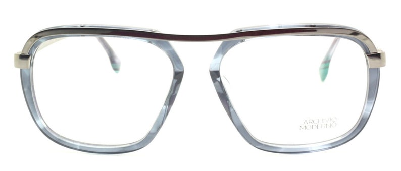 Archivio Moderno 7006 03 Large Eye Square Style Glasses In Grey Blue with Gunmetal Brow Bar 56mm Eye Size B406 image 3