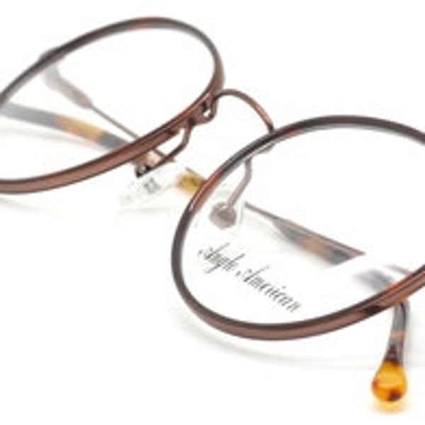 Anglo American Eyewear M621 Bronze and Tortoiseshell Panto Combination Frame B08