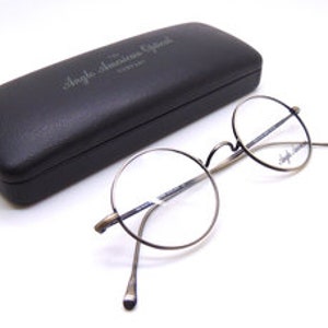 Anglo American 40N Saddle Bridge Round Style Eye Glasses in Antique Pewter Finish AA 40N APW (B02)