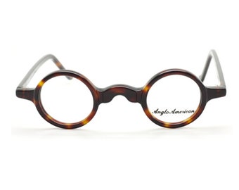 Anglo American Groucho True Round Brille mit kleinen Gläsern in klassischer TO-Farbe Acetat mit oder ohne Sonnenclip (B12)