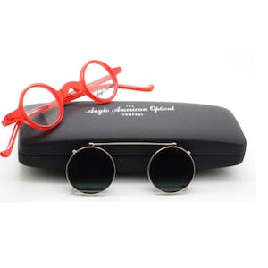 Anglo American Groucho True Round Small Lens Glasses In Vibrant Red Coloured Acetate With Or Without Sun Clip AA Groucho OP2 (B13)