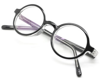 Classic Round Prescription Eyewear UNI Glasses in Black & Clear