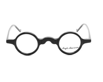 Small Round Anglo American Groucho Small 30mm Lens Round Glasses Black Acetate Sun Clip Available B10