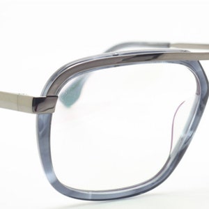 Archivio Moderno 7006 03 Large Eye Square Style Glasses In Grey Blue with Gunmetal Brow Bar 56mm Eye Size B406 image 6