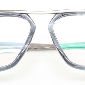 Archivio Moderno 7006 03 Large Eye Square Style Glasses In Grey Blue with Gunmetal Brow Bar 56mm Eye Size B406 image 5
