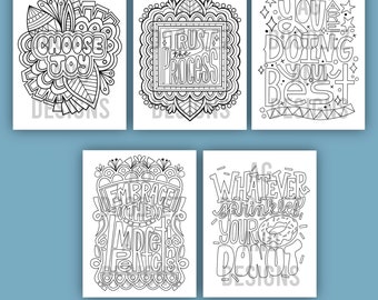 Positive Sayings,  Zentangle Design Coloring Pages