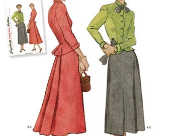 Simplicity 8747 Vintage 1950s Suit. Misses 6 - 14 or 16 - 24