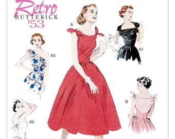 B6923 Butterick 6923 SEWING PATTERN Misses' Retro Vintage 1950's Dress ...