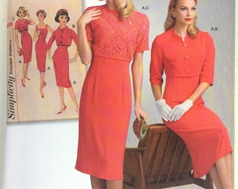 Simplicity 8460 Misses' 1950 Vintage Sheath Dress and Jackets. Misses size 6-14 or 14 - 22