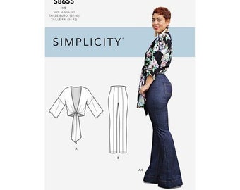 Simplicity 8655 Misses High-Waisted Pants and Tie Top by Mimi G Style. 6 - 14 or 16 - 24