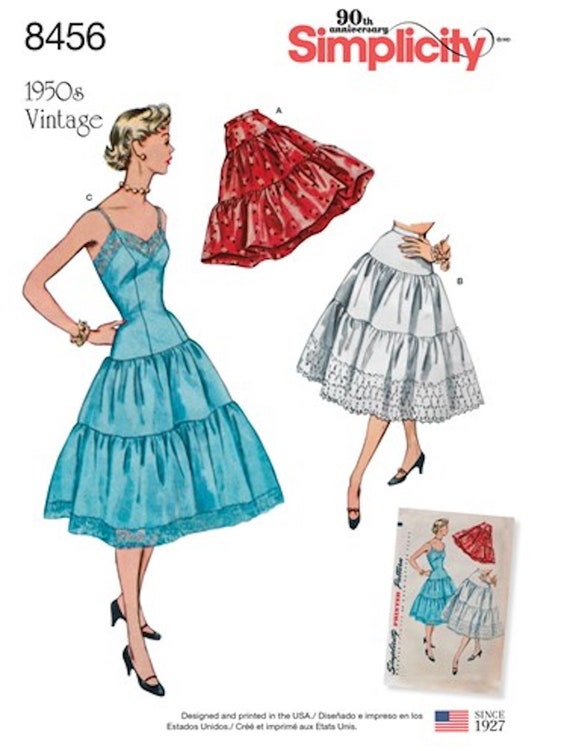 Simplicity 8456 Vintage 1950s Petticoat and Slip. Misses 4 12 or