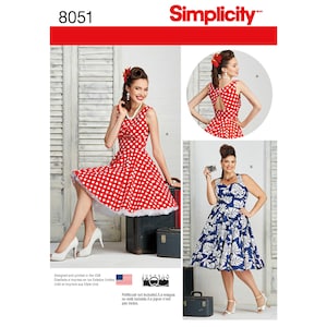 Simplicity 8051 Rockabilly Dress . Misses size 10 18 or 20W 28W image 1