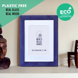 A3 Picture Frame | Blue | Handmade | Free Standing | Modern | Rustic | Vintage | Antique | Photo Frame | Wooden Frames | with Mount Option