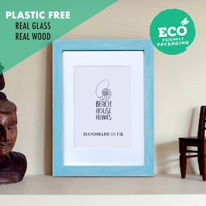 A2, A3, A4, A5, 5x5, 6x6, 5x7, 6x8, 8x10, 11x14 Picture Frame | Blue | Photo Frames | Handmade | Rustic | Antique | Vintage | Retro | Wooden