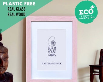 8x10 Picture Frame Pink Rustic | Handmade | Free Standing | Modern | Rustic | Vintage | Antique | Photo Frame | Wooden Frames | with Mount