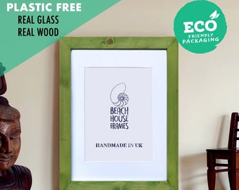 Green A3 Picture Frame | Handmade | Free Standing | Modern | Rustic | Vintage | Antique | Photo Frame | Wooden Frames | with Mount Option