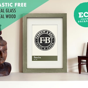 Cadre photo Farrow & Ball 298 Bancha Vert Rustique | Formats A2, A3, A4, A5, 5x5, 6x6, 5x7, 6x8, 8x10, 11x14 | Cadres photo verts