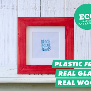 5x5 Picture Frame Rustic Red Photo Frame Red Frame Vintage Red Wedding Gift Rustic Wall Decor Red Vintage Frame Shabby Chic