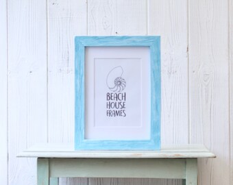 CasaDHG 2-Pack Vintage Wood Picture Frames 11x14 With Glass - Blue Retro Design